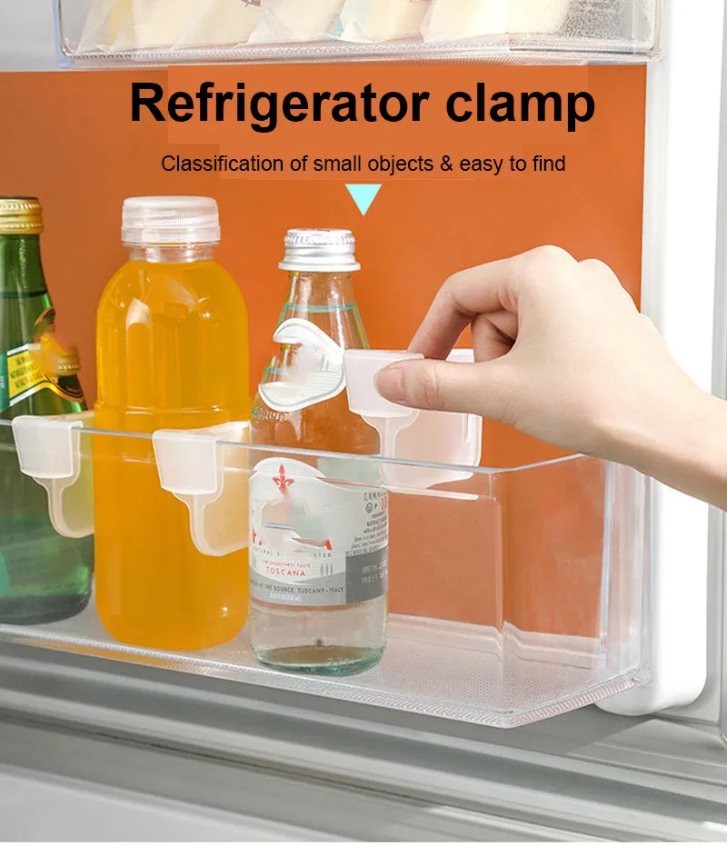 4 Stück Kühlschrank-Klassifizierungsaufbewahrung, transparente Trennwand, frei verstellbare Trennwand, Sperrholz-Lebensmittelaufbewahrungsregal, Fachsortierung