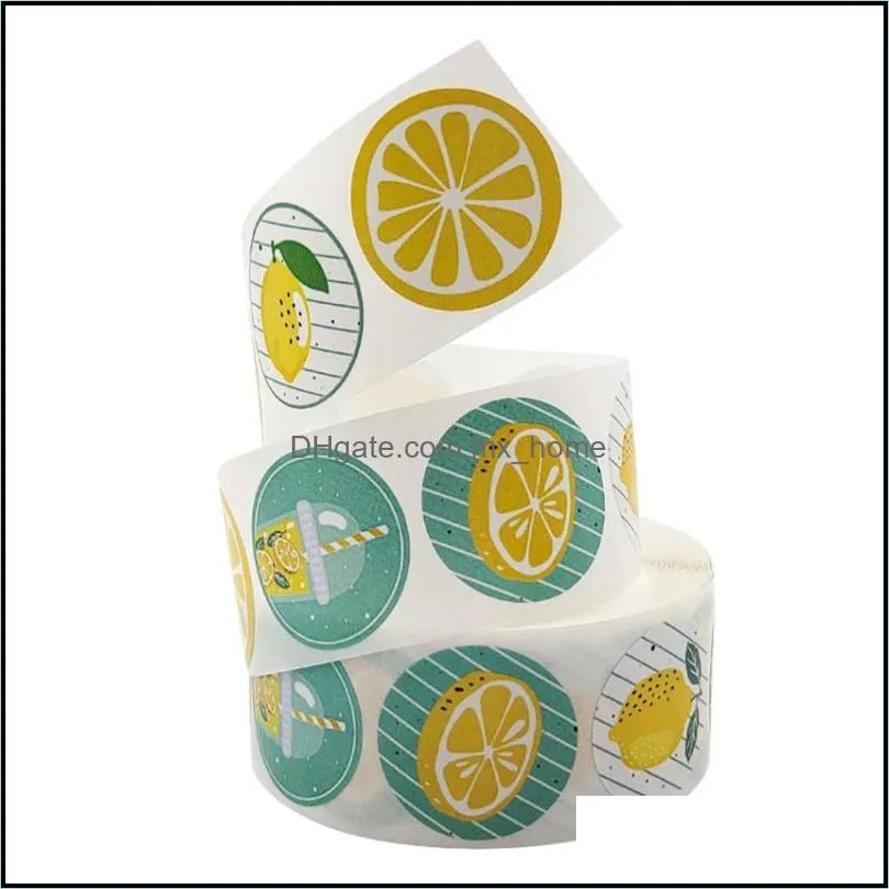 Gift Wrap 500pcs Baby Shower Lemons Stickers Round Fruit Party Decorations Envelope Seal Labels Candy Dessert Gifts Packaging