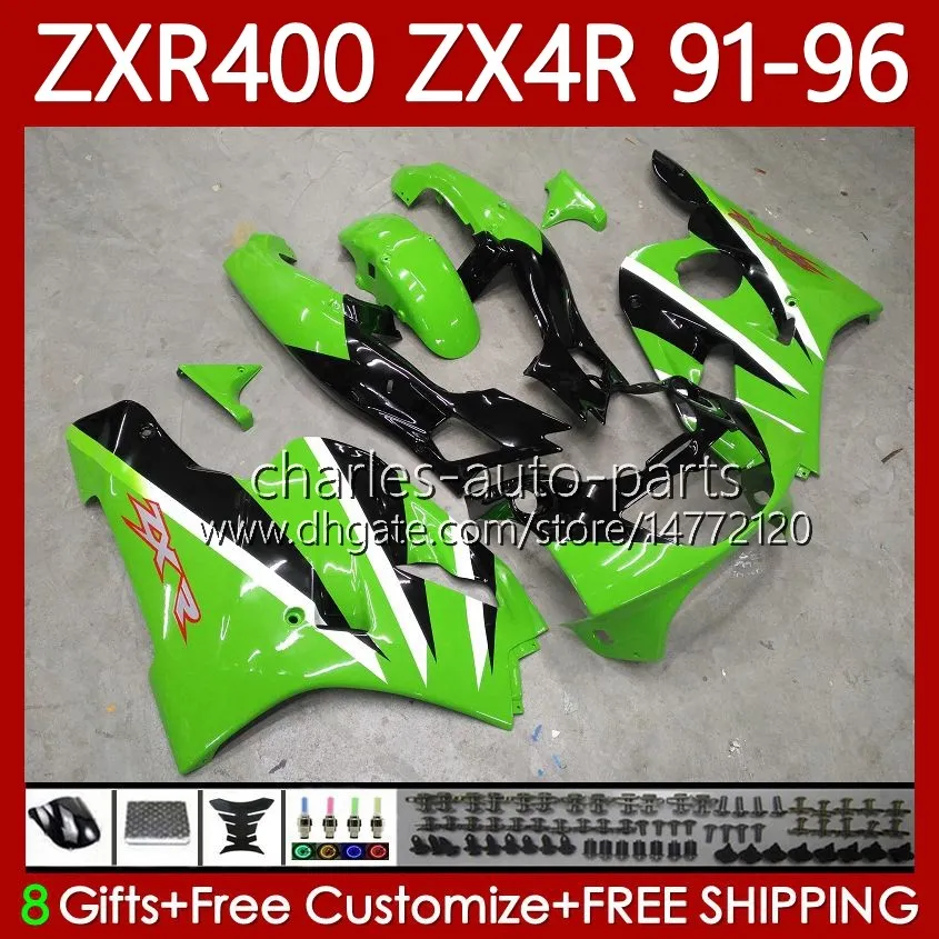 ABS Bodys For KAWASAKI NINJA ZXR 400 CC Green black 400CC 1991 1992 1993 1994 1995 1996 Cowling 138No.53 ZX4R ZXR-400 Bodywork ZX 4R ZXR400 91 92 93 94 95 96 Fairing kit