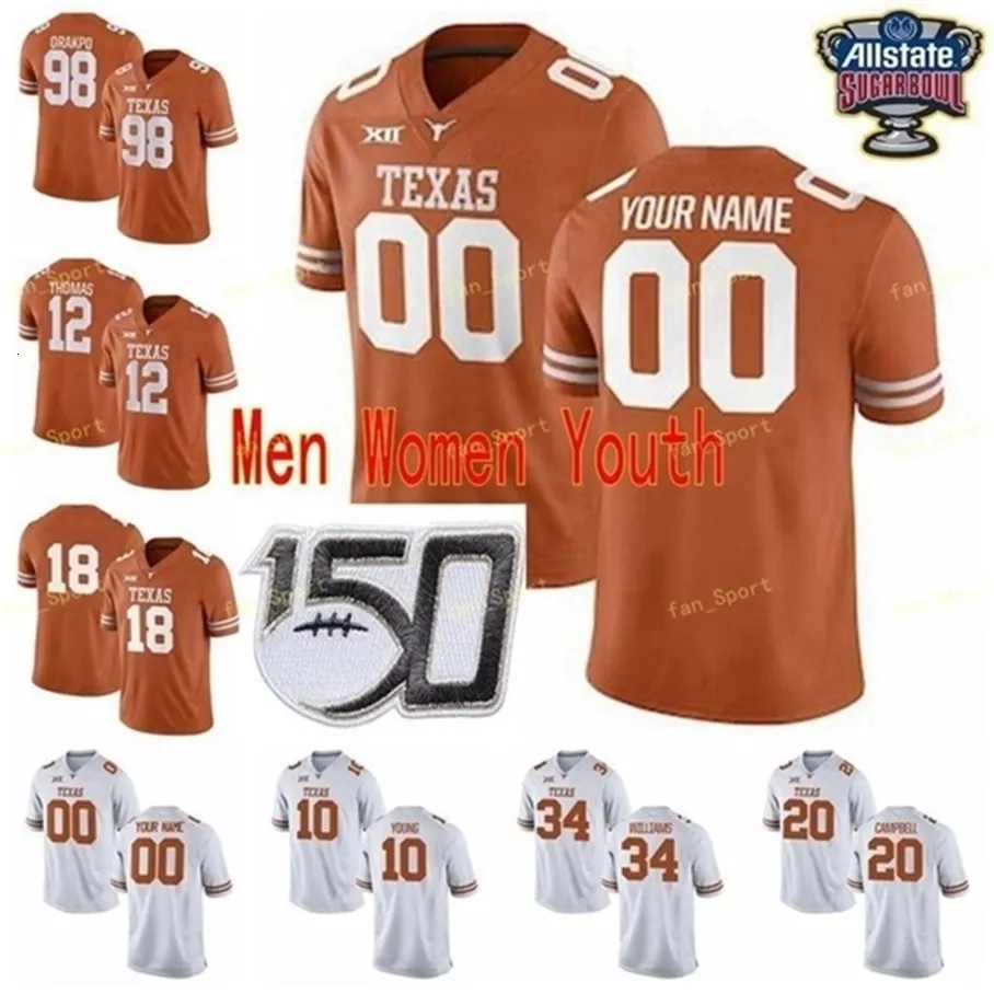 Thr NCAA College Jerseys Texas Longhorns 1 DeGabriel Floyd 10 Vince Young 11 Sam Ehlinger 12 Colt McCoy Custom Football Stitched