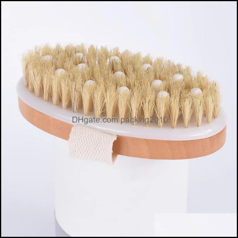 Unisex soft bead natural boar bristles shower brush Dry skin body brush remove dead skin body brush