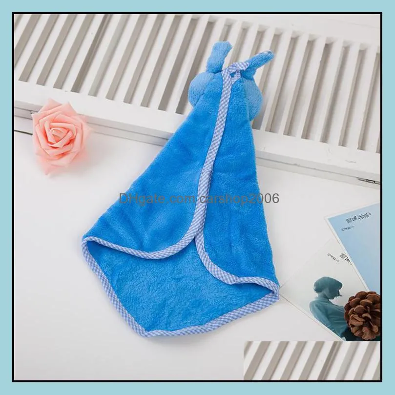 creative coral velvet towel cartoon rabbit shape towel thickened hanging super absorbent towel kitchen and bathroom supplies wq188