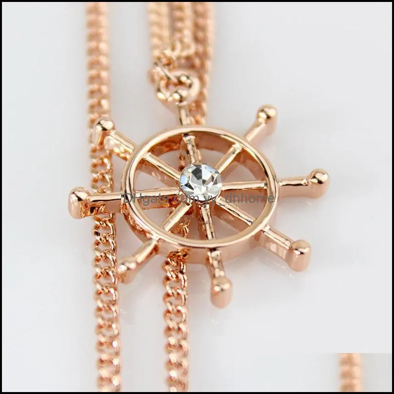 anchor pendant necklace white navy crystal necklace long chain personality for women navy chain necklac yydhhome