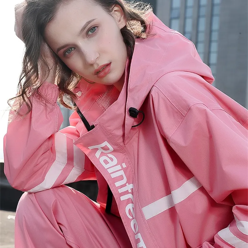 Outdoor Waterproof Pants Jacket Raincoat Women Plastic Set Stylish Men Raincoat Pink Chubasquero Mujer Rain Coat Women 201015