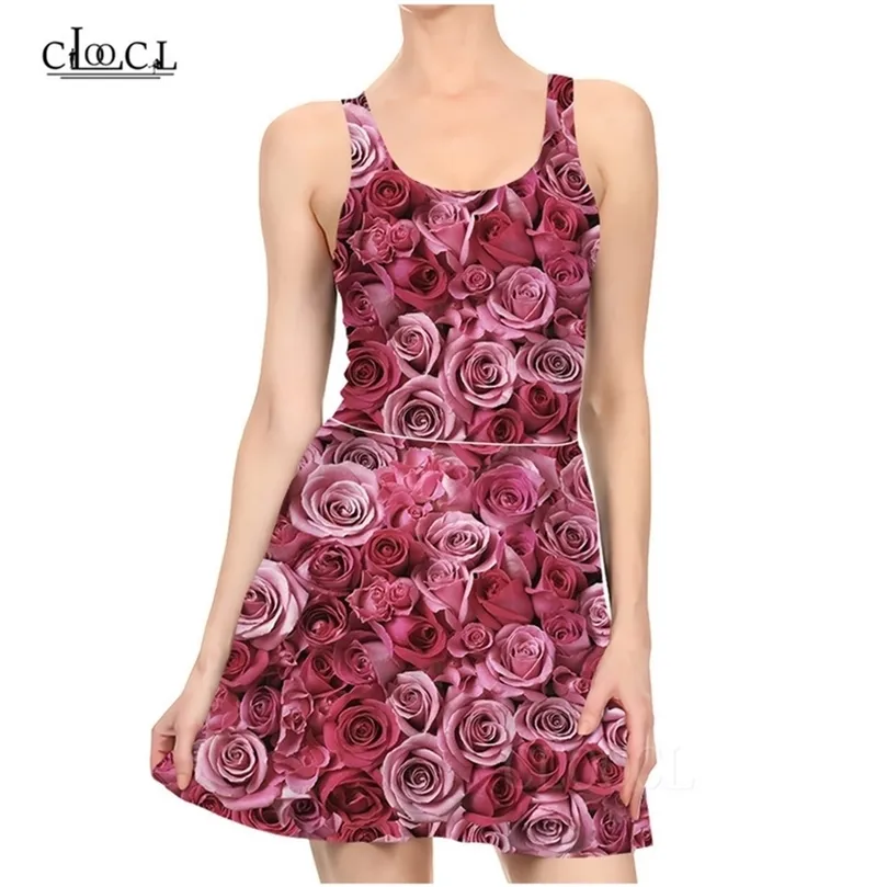 Womens Dress Rose Small Floral Print Mini Dress Sexy Dress for Women Sleeveless Female Party Dresses Vestidos De Fiesta W220617