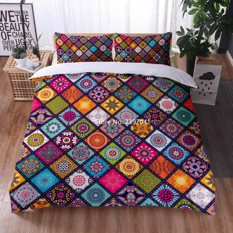 Retro Bohemian Style Bedding Set 2-3 Deluxe Comfortable Quilt Cover Pillowcase Single Double Queen Wang Multi-size Home Textile