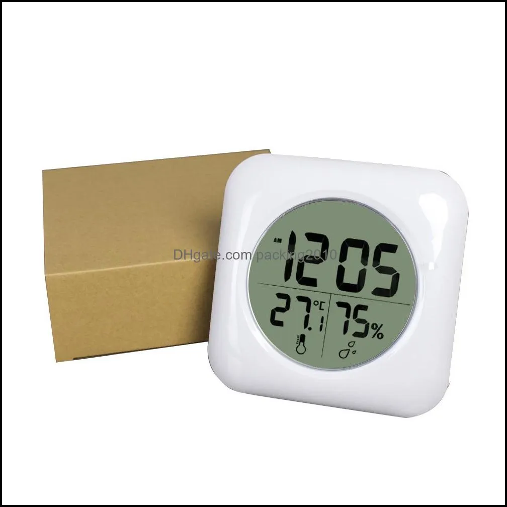 fashion white lcd new waterproof shower bathroom wall clock temperature thermometer hygrometer meter gauge monitor humidity pae11116