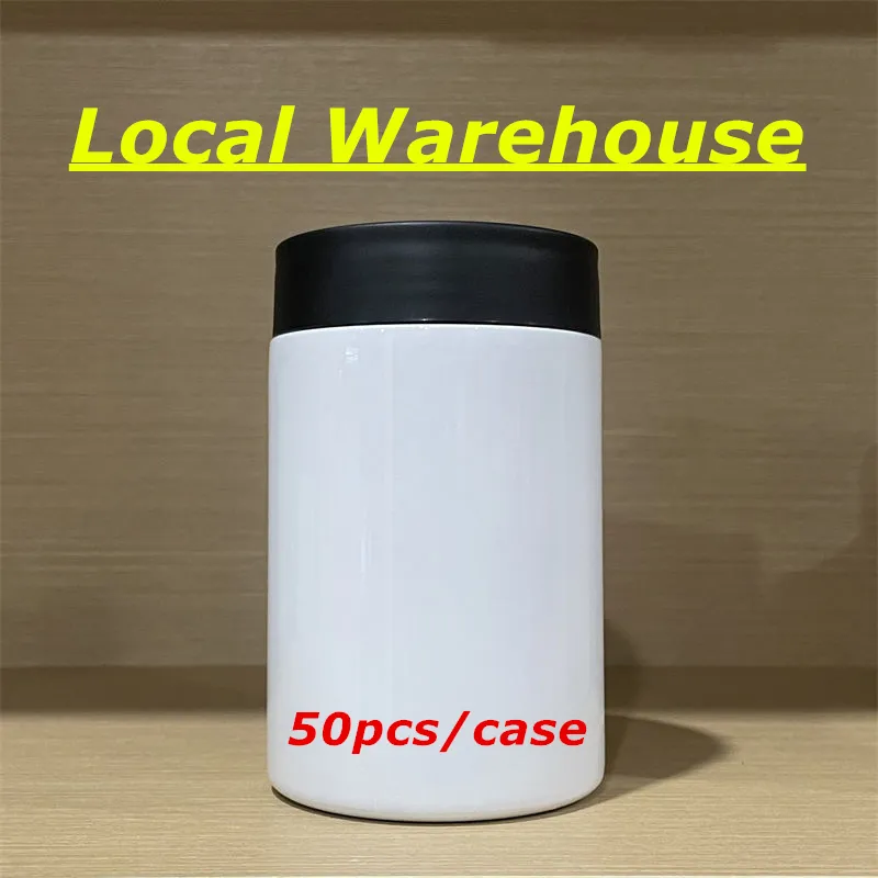 Local Warehouse 12oz Short Fatty Sublimation Bierdosenhalter Nahtlose 350ml Wärmeübertragungskühler Edelstahl-Wasserflaschen Trinkmilchbecher A12