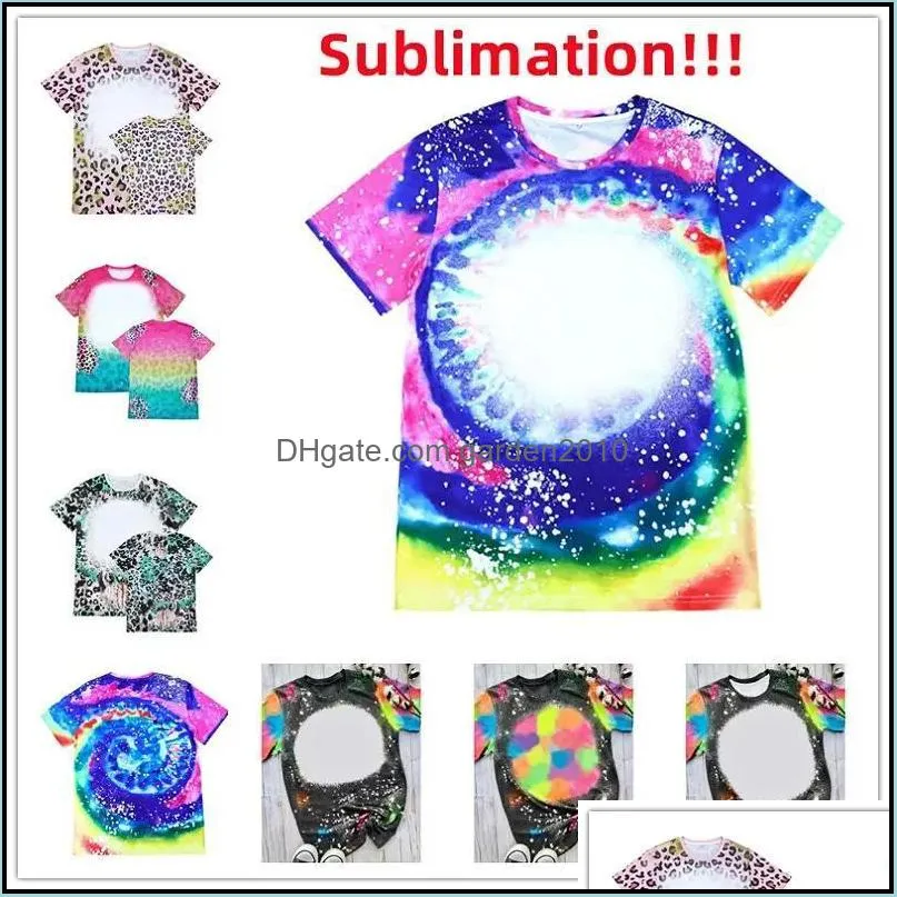 ups leopard print sublimation bleached shirts heat transfer blank party favor bleach shirt bleached polyester t-shirts us men women party supplies