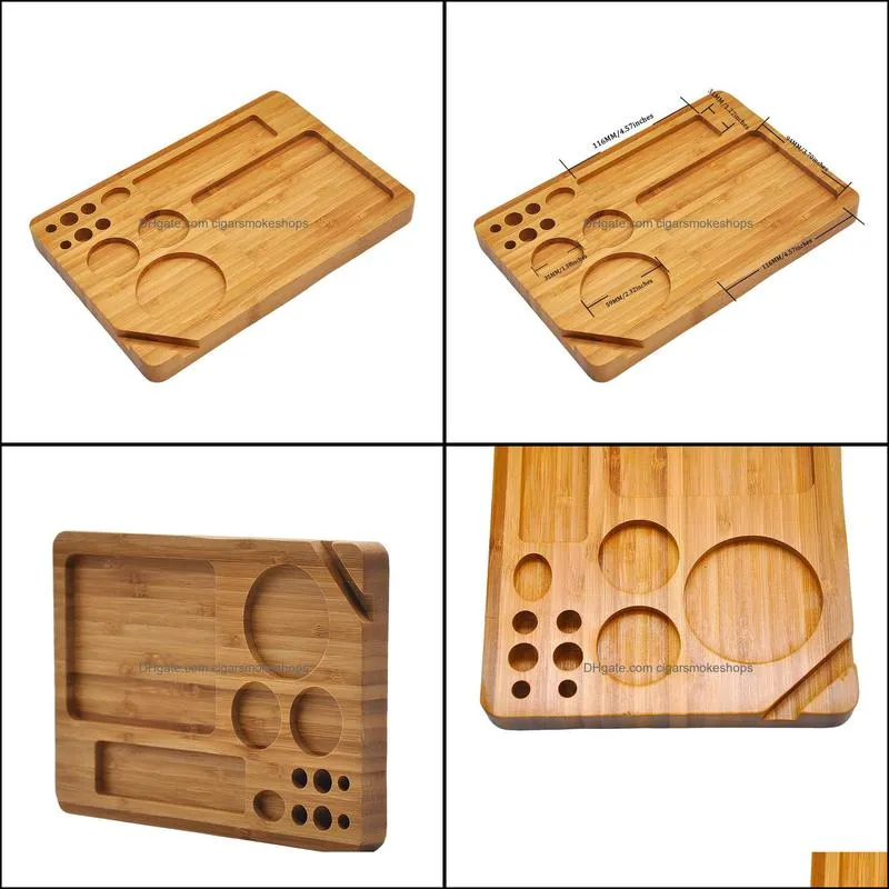 Andere rokende accessoires Huishoudelijke Zondjesdrogers Home Garden Bamboo Mtifunctionele tabak Rolling Tray Roll Paper Trays Herb Minder opslag C