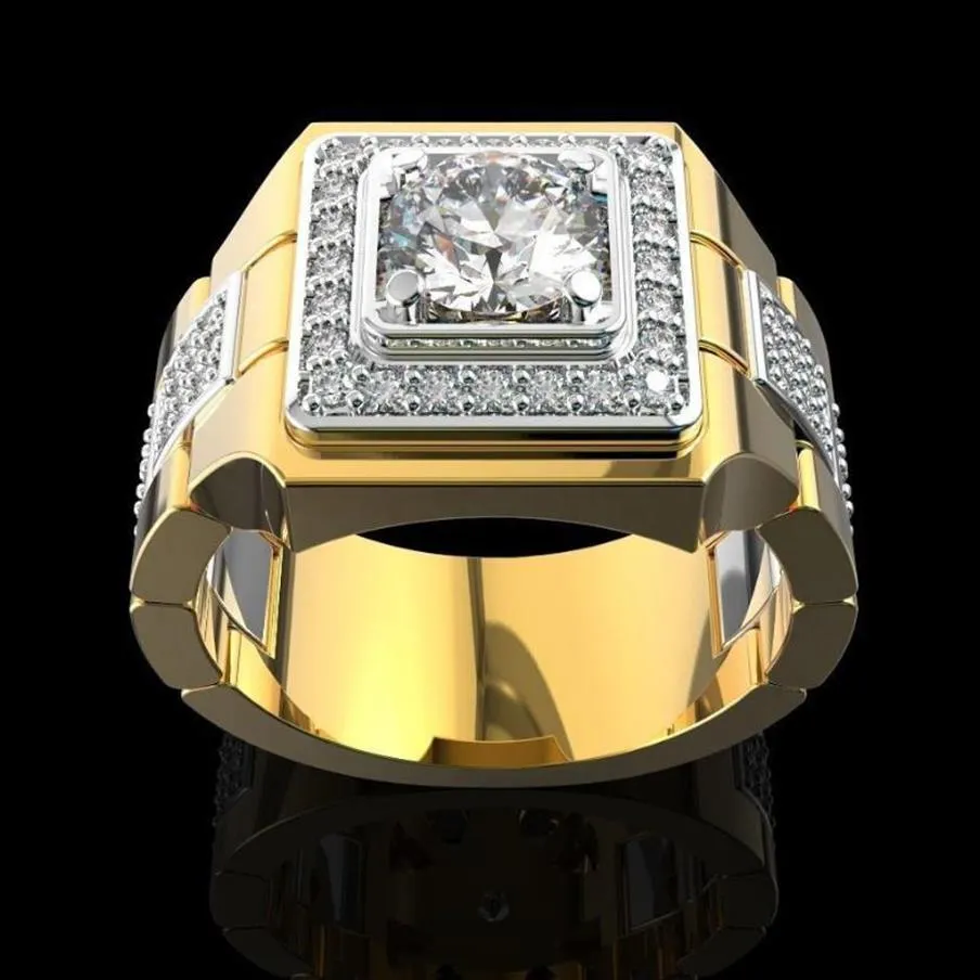 Luxo anel de diamante branco de 14k de 14k para homens moda bijoux jóias femme geme gemtones bague homme diamante anel