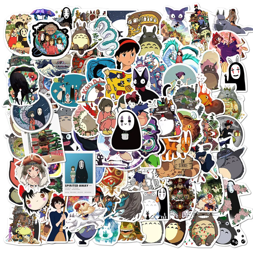 NOWOŚĆ SEXY 100PCS Hayao Miyazaki Anime Comic Cartoon Stickers Laptop Gitar Bagaż Lodówka Wodoodporna Graffiti Kidia Klasyczna naklejka zabawka