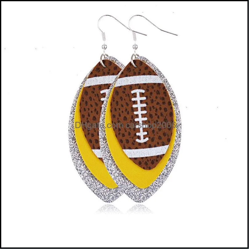 football dangle earrings multi-layer pu leather drop earring european and american style for women girls charm jewelry o29fza