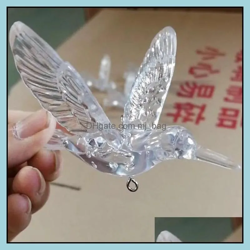 cute acrylic transparent bird crystal pendant party decoration romantic wedding celebration blue hummingbird aerial pendant supplies