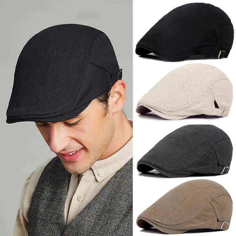Mode män basker bomull fast färg mjuk topp casual ceanie retro litterär framåt cap topp cap förare hatt gåva till pojkvänner j220722