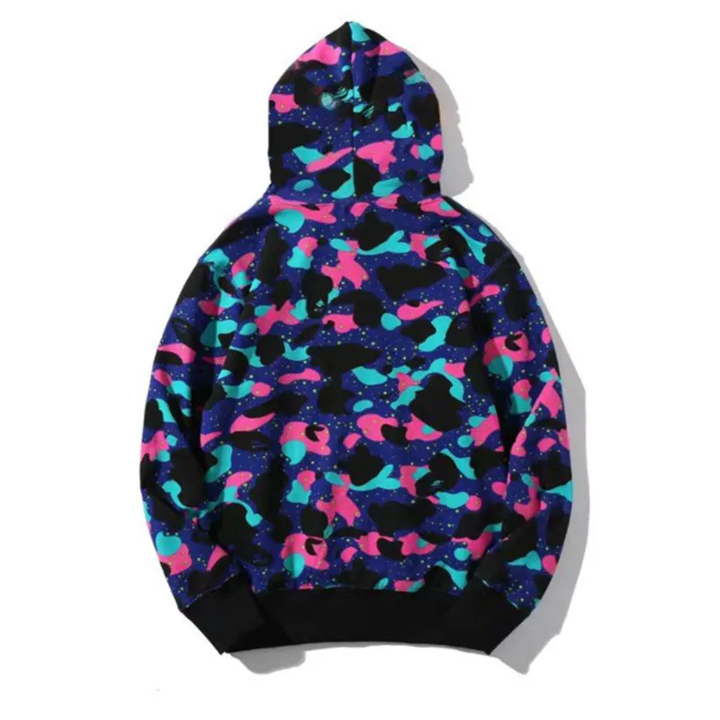 Créateur de mode Hommes Femmes Sweat À Capuche Populaire Requin Imprimé Motif Sportswear Camo Zip À Capuche Haute Qualité Veste Taille S-XXXL