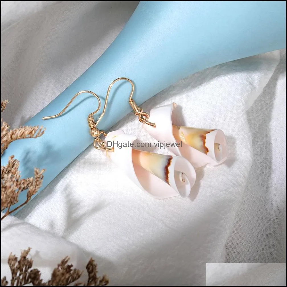 2020 new fashion bohemian natural shell hoop earrings ear drop for women summer beach dangle earrings copper hook earring jewelry gift