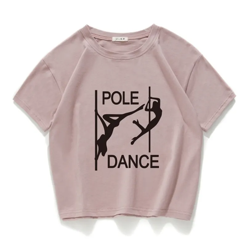 Pole dance graphique drôle décontracté femmes haut court 100% coton court t-shirt femmes Camisetas Verano Mujer vêtements harajuku 220325