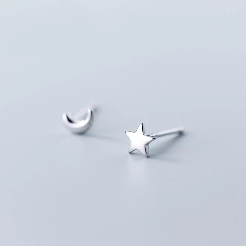 Stud MloveACC 100% 925 Sterling Silver Star Moon -oorbellen voor vrouwen kleine schattige mode sieraden Brincosstud Farl22