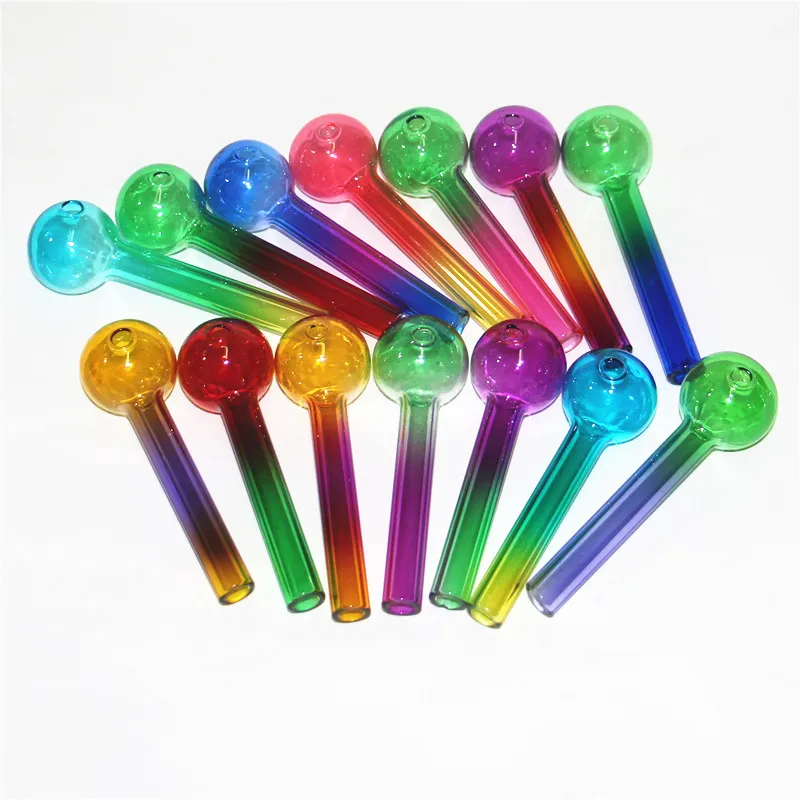 10pcs Colorful Pyrex Glass Oil Burner Pipes Bubbler Smoking Pipe Tobacco Straight Tubes Bowl Nectar