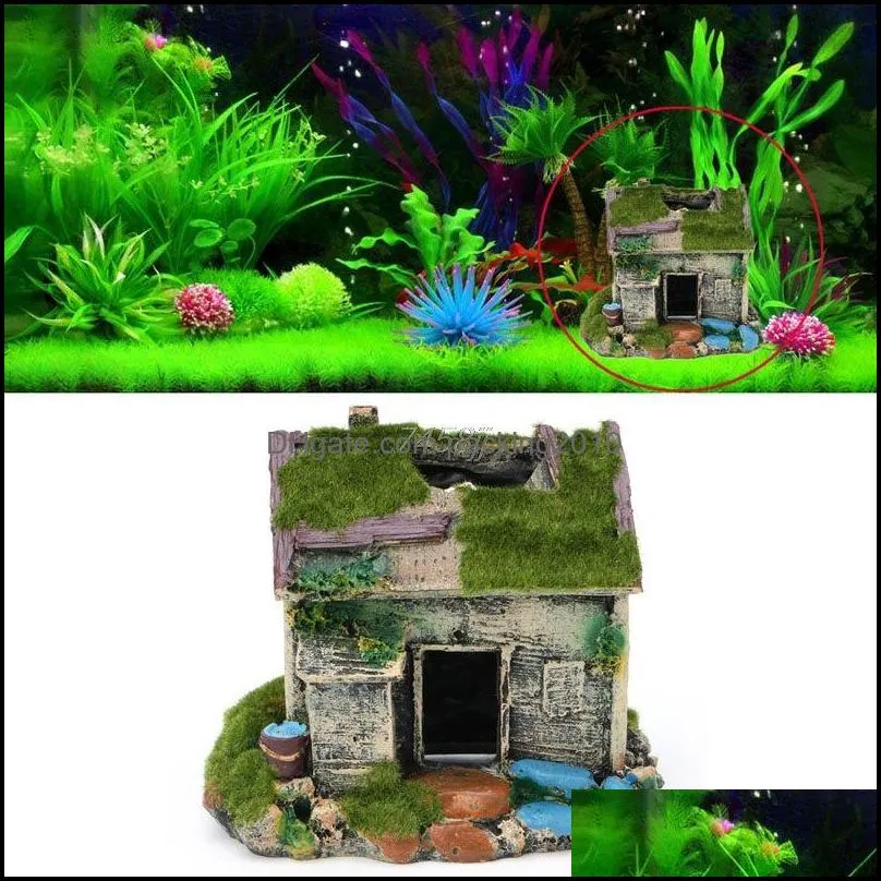 aquarium resin castle fish tank decorations simulation of mossy coral reef ornaments decoration accessories