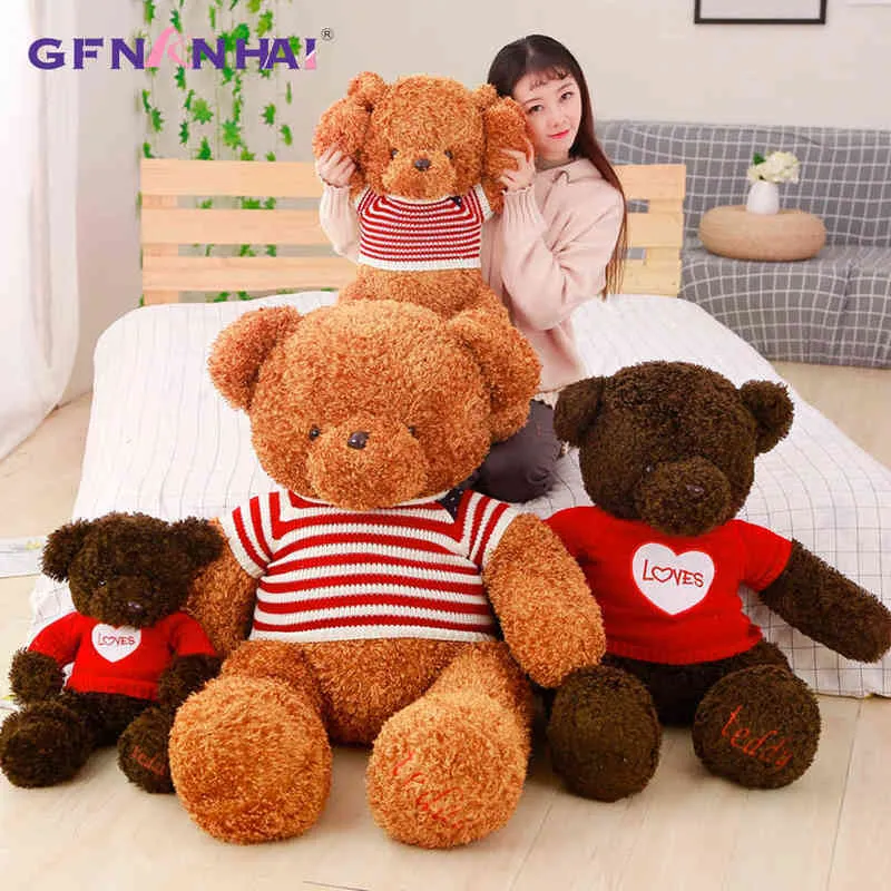 Pc Cm Cute Sweater Teddy Bear Plush Toy Beautiful Children Hanging Animal Pillow Filled Soft Toys For Girl Valentine Doll J220704