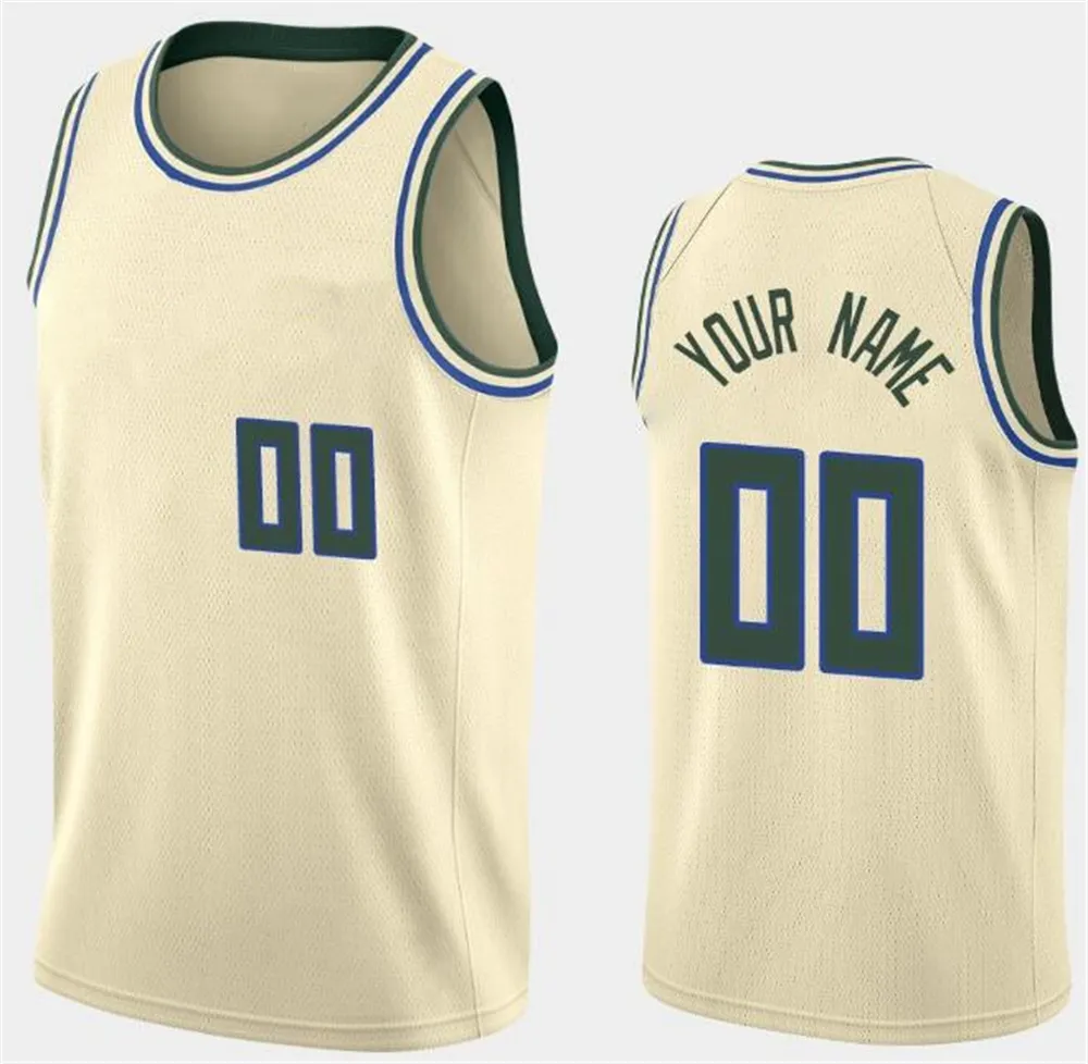 Imprimé Milwaukee Custom DIY Design Basketball Maillots Personnalisation Uniformes d'équipe Imprimer Personnalisé n'importe quel Nom Numéro Hommes Femmes Enfants Jeunes Garçons Beige Jersey