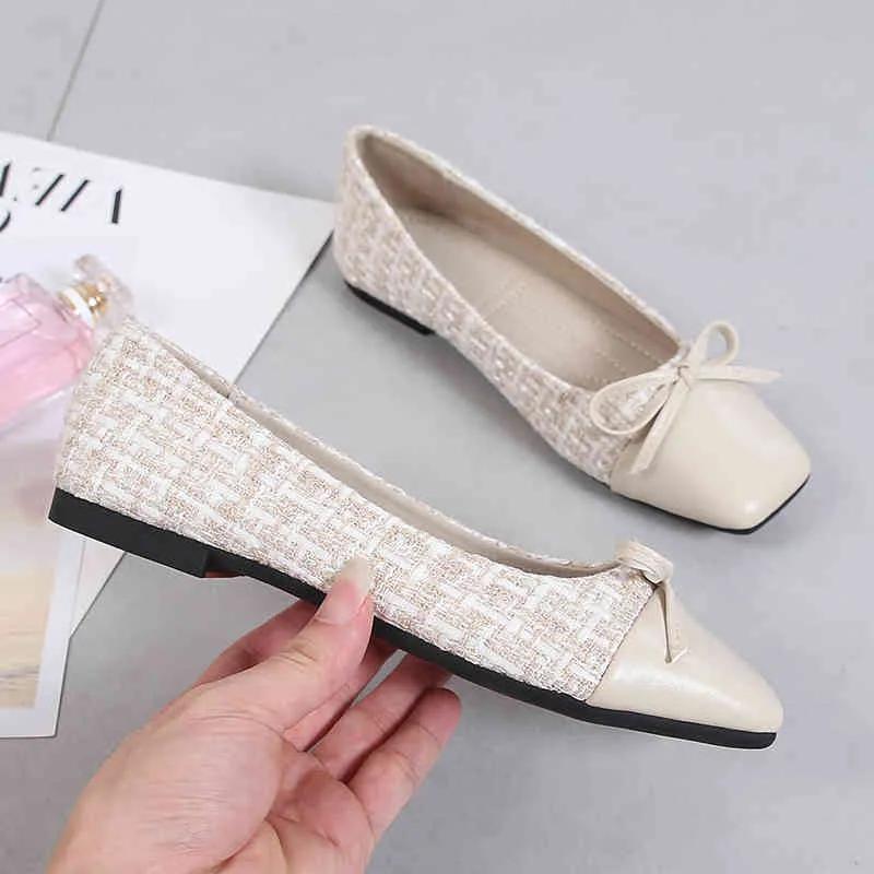 Luxury Two Tone Bow Ballet Flats Lambskin Ballerina Loafer Shoes