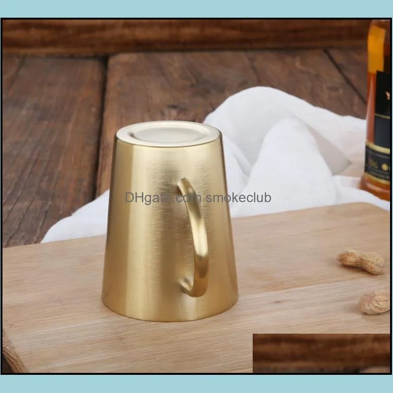 Mugs 304 Stainless Steel cup Double-layer Coffee Cups Creative Water Heat Insulation Anti Scald Home Beer Cups Milk About 340ml