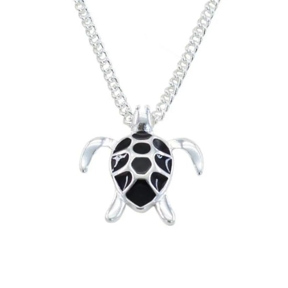 Mode mini zwart email zeeschildpad hanger ketting ketting ketting dieren bruiloft oceaan strand sieraden mooie schildpadden kettingen2298