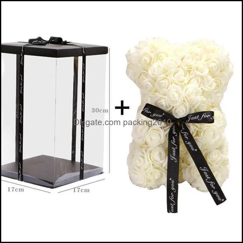 25cm Teddy Bear Artificial Rose Flower Bear Send Girlfriend Birthday Box Valentines Day Gift Christmas mother`s 210624