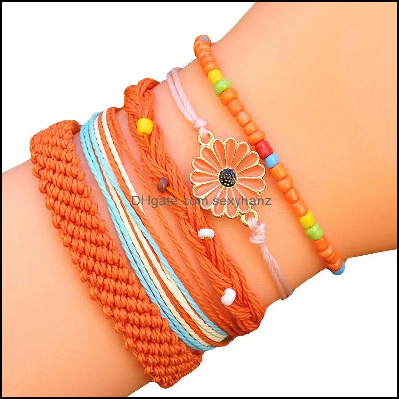 bohemian sunflower woven bracelets handmade adjustable friendship bracelet bangle for women girls free dhl u2fz