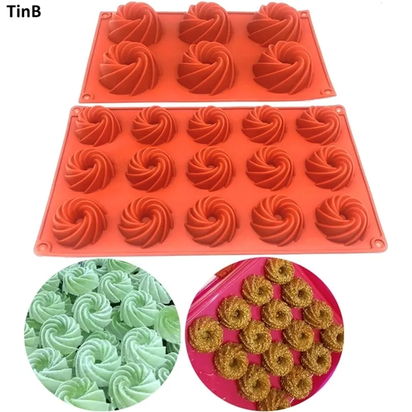 3d Silicone Cake Molds Swirl Shapes Silicone Baking Mold Handmade Soap Mould Chocolate Donut Tray Muffin Cups Cake Mold Tools 220517