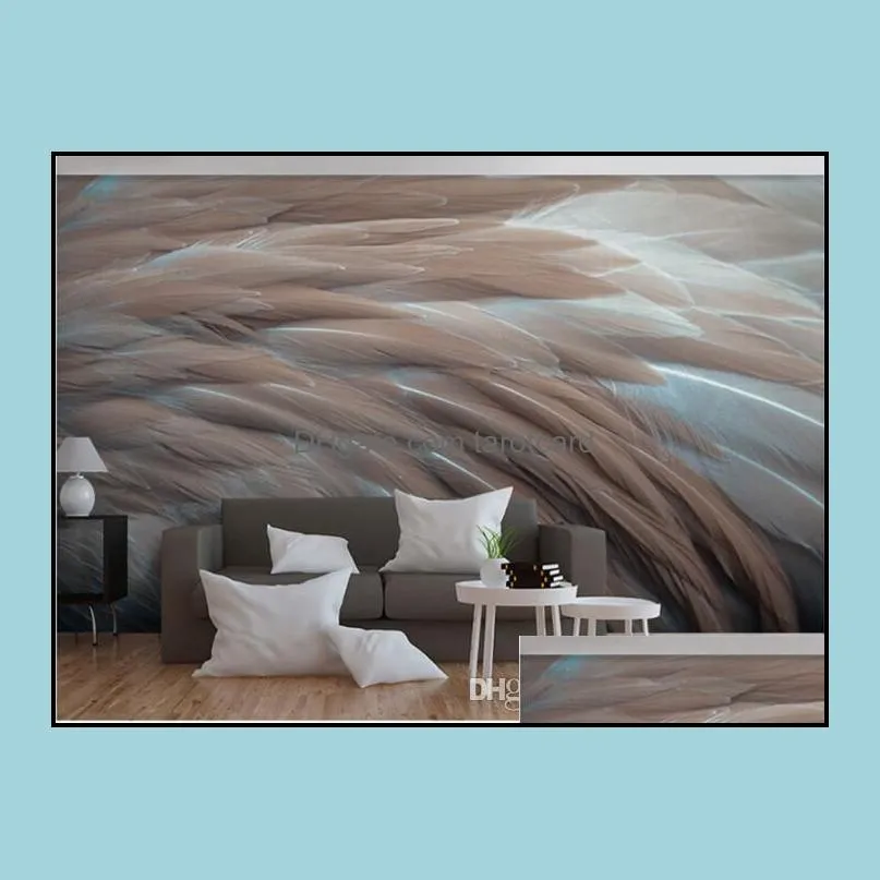 16d feather wallpapers modern living room TV background wall paper sofa bedroom mural seamless Wallpaper