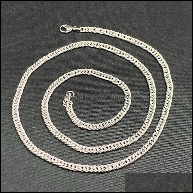 3mm 4mm silver plated stainless steel chains women men chokers for hip hop pendant necklaces jewelry