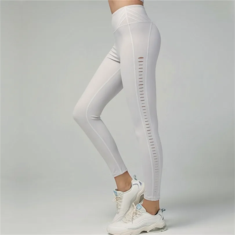 Oyoo High Waisted Tummy Control Yoga Leggings With Holes Non See Through  Nylon Flex Sport Pants For Women White From Xue04, $23.65