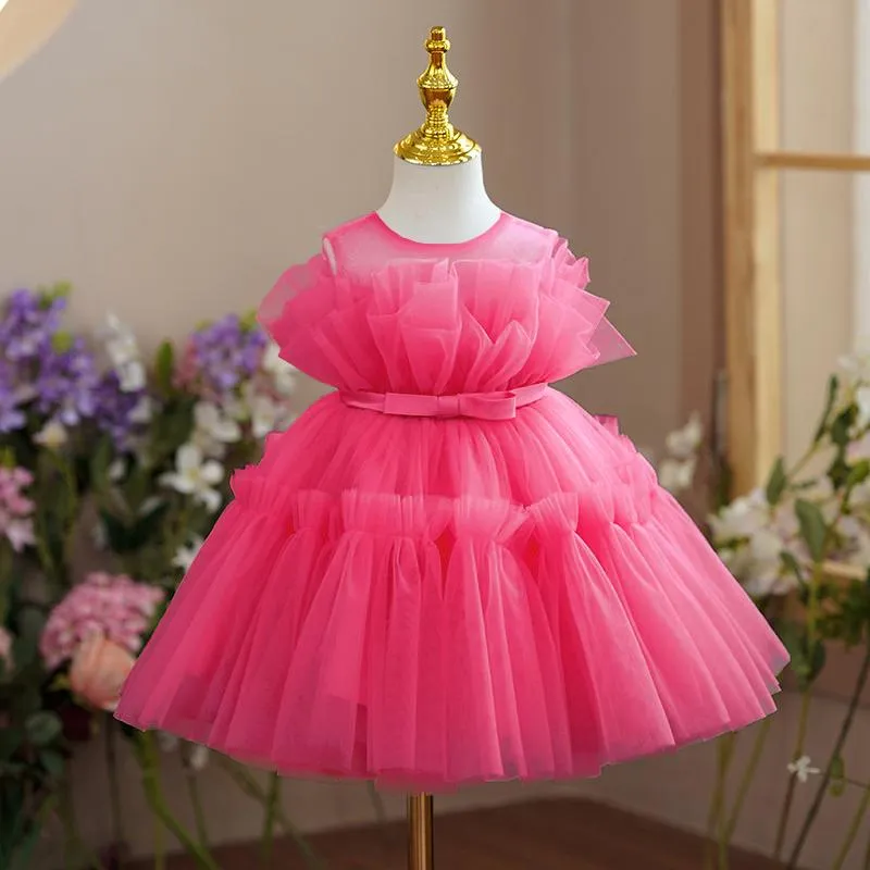 Mädchenkleider Baby 1. Geburtstag Kleidung Solide Mädchen Taufe Kleid Blume Kleinkind Kinder Hochzeit Party Kleid Geboren TaufkleiderMädchen