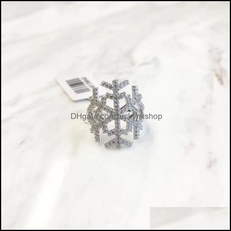 cluster rings kofsac trendy excellent 925 sterling silver ring for women jewelry shiny zircon snowflake girl gifts christmas