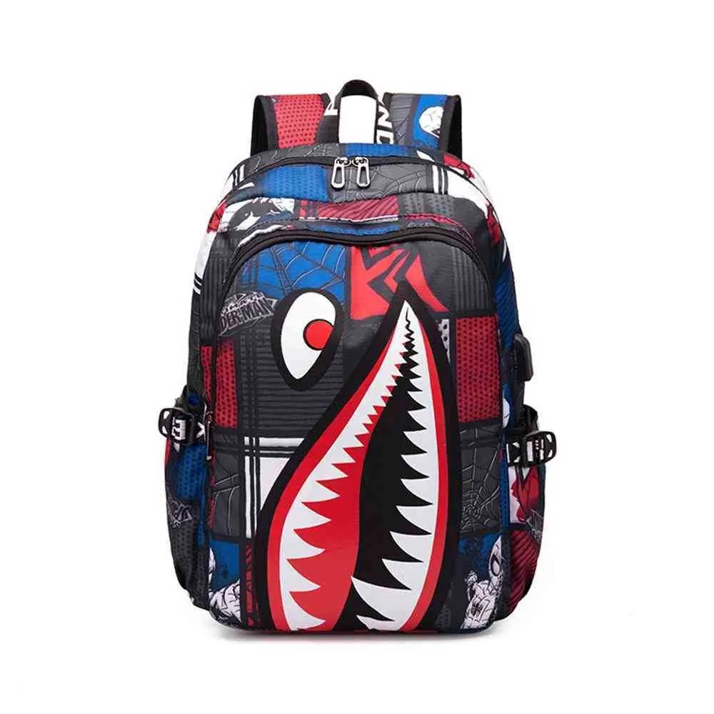 20222PCS DHL 20-35L 19 inches Big Size Backpacks Unisex Cartoon Shark Mouth Shoulder Bag Students Schoolbag Book Packs Junior High2510