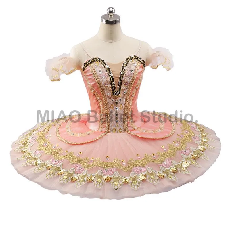 Stage Wear Peach Professional Ballet Tutu Pancake Dress Ballerina Falda clásica de disfraz de Esmeralda Pink For Women 0044