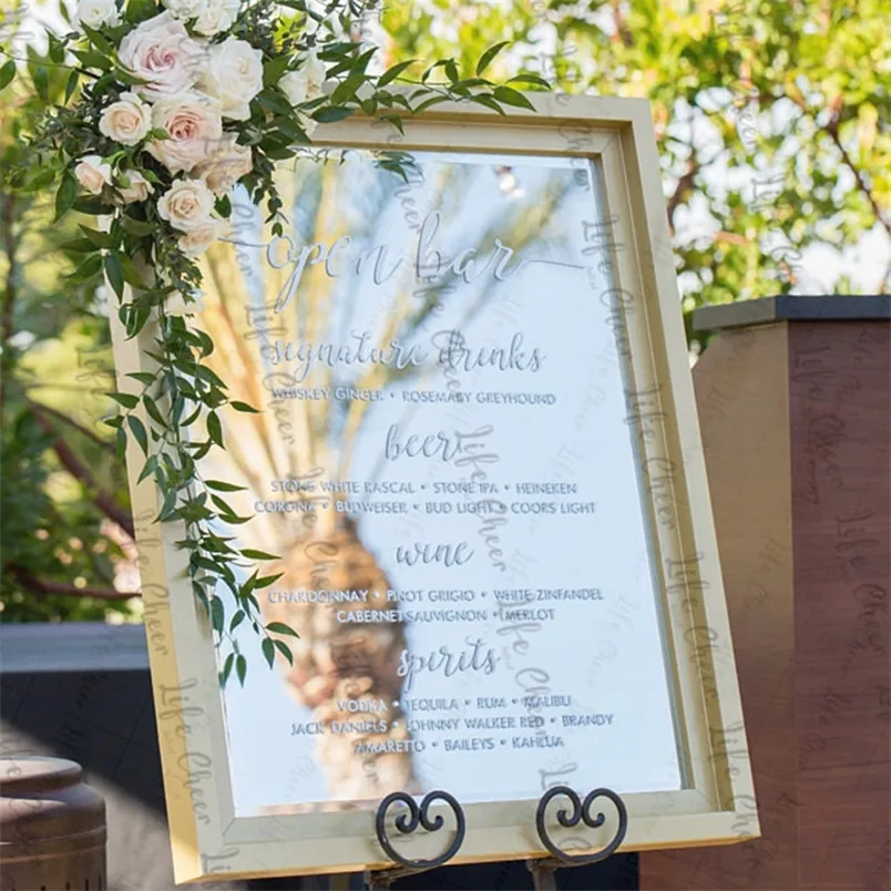 Simple personnalisé élégant décalcomanie mur personnalisé vinyle autocollants pour s mariage signes tableau miroirs barre Menu 220622