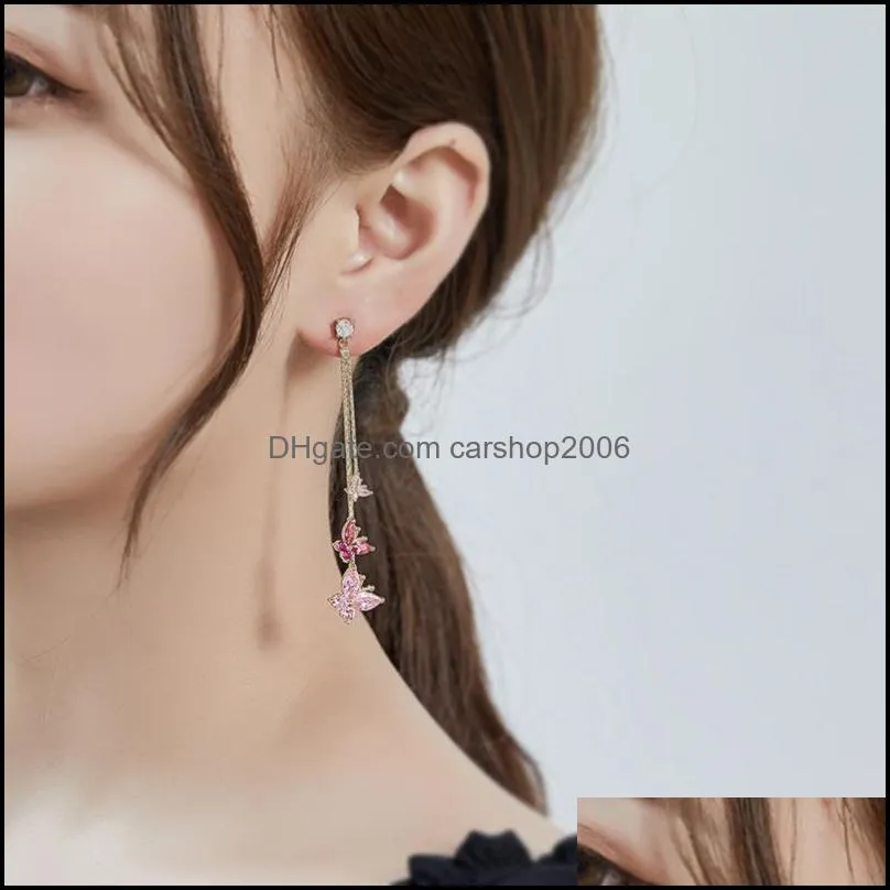 mini purple dangle earrings jewelry colorful zircon drop earring bling crystal ear stud for summer accessories girls a20z