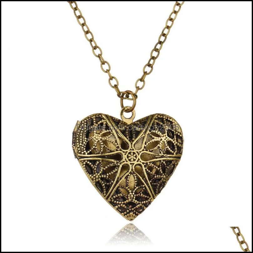 Fashion hollow out heart love Perfume Locket Necklace Aromatherapy Essential Oil Diffuser Necklace