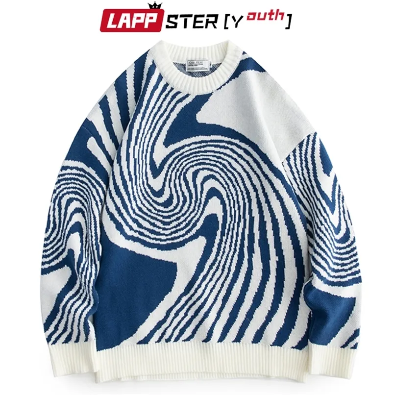 Lappster-jovens homens harajuku vintage camisola de malha dos homens coreano moda pullovers homem japonês streetwear designer suéteres 220815