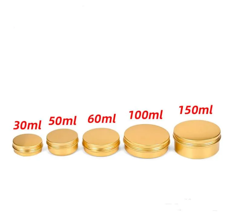 50ML/60ML/100ML/150ML Aluminum Cosmetic Cream Jar Container Rose Gold Metal Tin Ointment Refillable Jars Aluminum Lipstick Packing Pot Wholesale SN4442