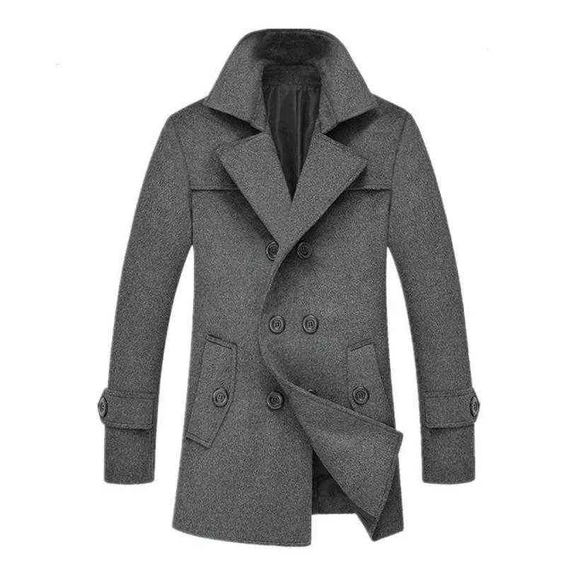 Misto lana da uomo Autunno e inverno Cappotto di lana di alta qualità Uomo Giacca doppiopetto Street Fashion Casual Risvolto Giacca a vento2021 T220810