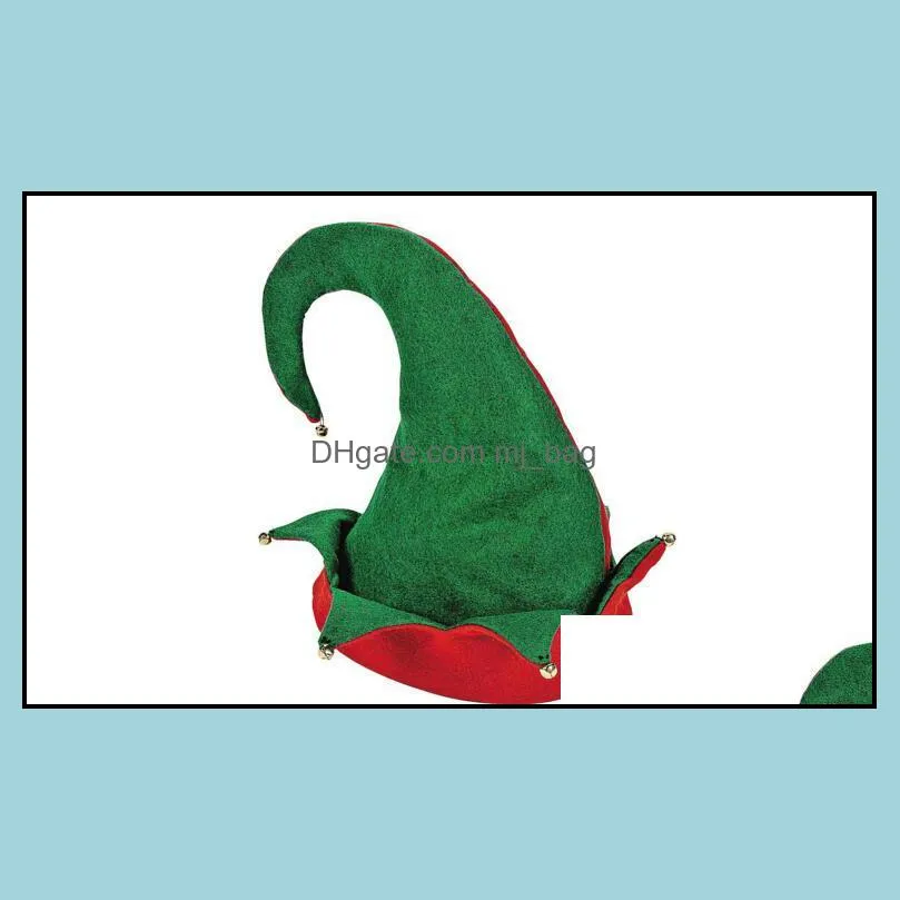 green red xmas christmas hats santa claus office party hats with bells with ear for kids