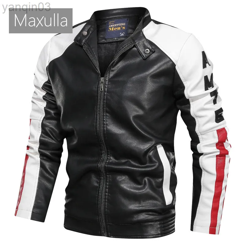 Maxulla Hommes Vestes En Cuir Casual Moto Pu Veste Mâle Outfit Slim Fit Biker Vestes En Cuir Vêtements 5XL L220801