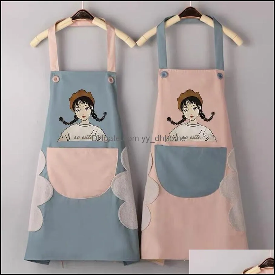 Apron women`s kitchen waterproof and oil-proof summer household can wipe hands cute fashion new cooking work ladies sleeves