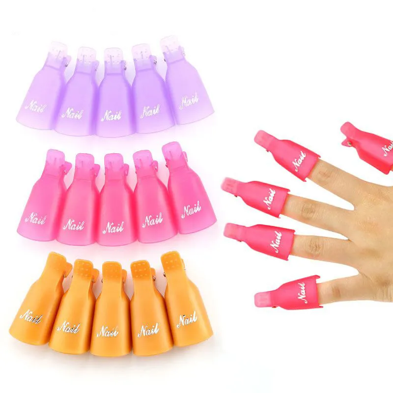 Removendo de esmalte Arte de unhas de plástico Mergulhe os clipes de tampa Fluido da ferramenta para remoção de ferramentas de manicure de verniz